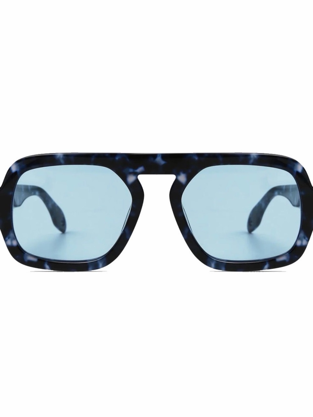 Blue Lens Tortoiseshell Square Sunglasses - Women